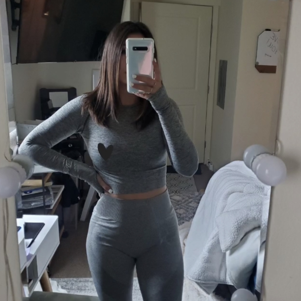 PINK olive green grey ribbed workout set